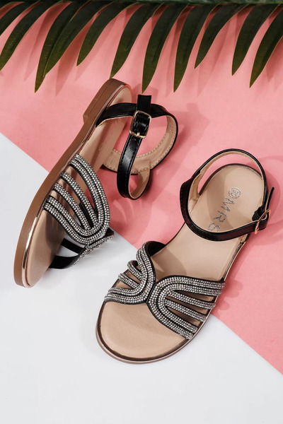 Zaira Girls' black Sandals made of eco- Leather Lola2 #21995 - 36