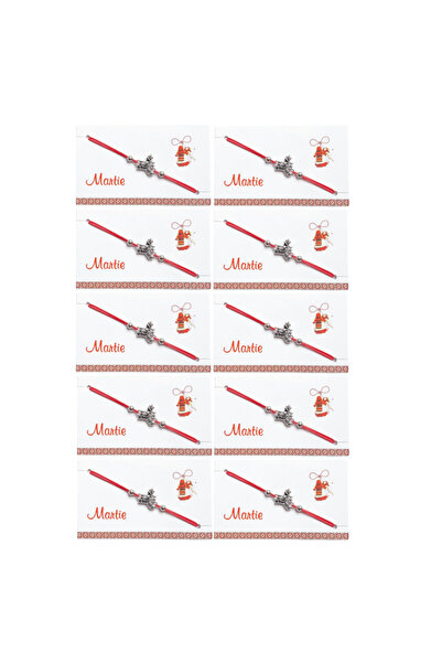 Abundo Set of 12 bracelet charms with Metal-Accented, Cosar, on red adjustabl...