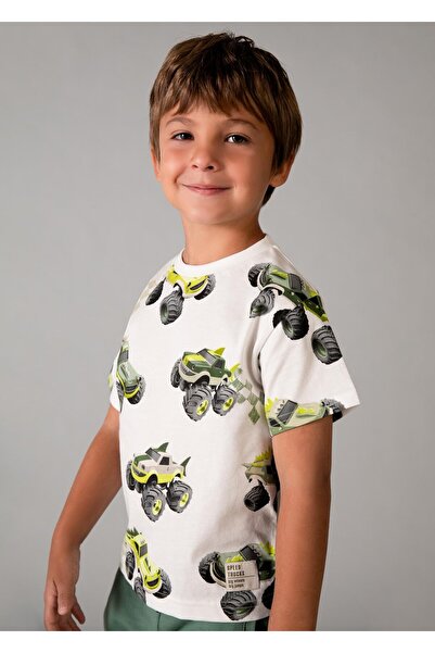 MAYORAL Tricou pentru băieți cu imprimeu crem