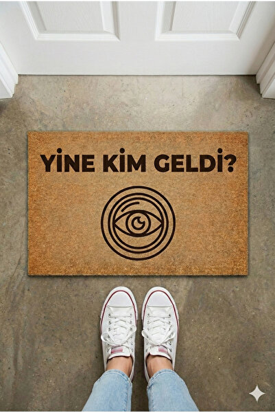 İN3DEX Yine Kim Geldi Yazılı Door Mat Non-Slip Pvc Base 45X70 cm