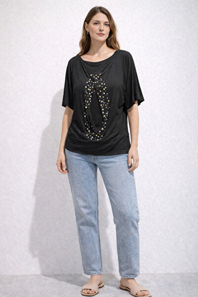 Desen Triko Tricou din bumbac pieptănat cu paiete brodate Twomail