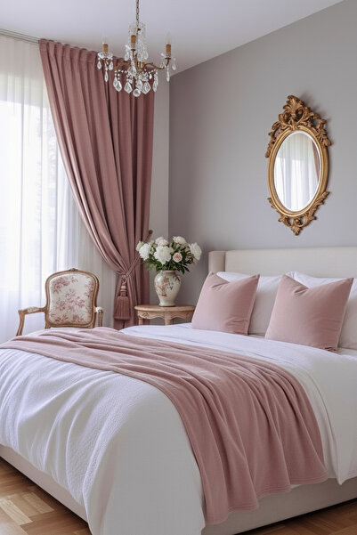 JACA 3'lü Keten Kumaş Dekoratif Yatak Runner & İç Dolgulu Yastık Kare Kırlent...