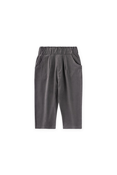 Cigit Velvet Boyfriend Pants 1-8 Years Gray