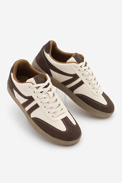 Marjin Women's Sneaker Lace-Up Flat Sole Retro Sports Shoes Norde Brown