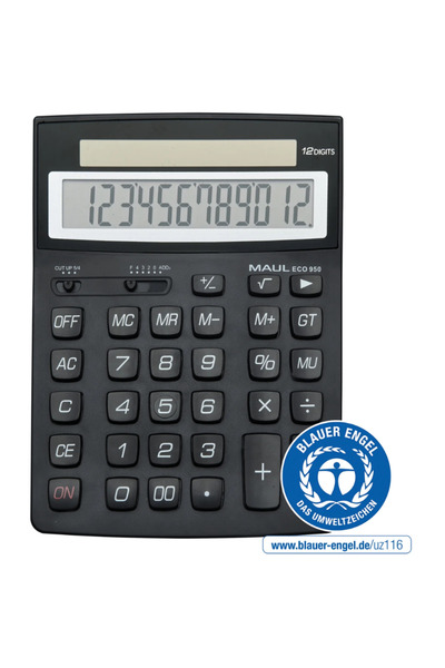 MAUL Calculator de birou ECO950, 12 cifre, fabricat din plastic reciclat, ali...