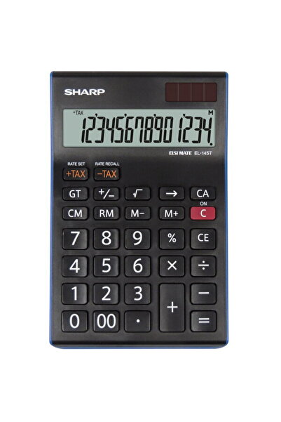 Sharp Офис калкулатор, 14 цифри, 176x112x13 мм, двойно захранване, EL-145TBL ...