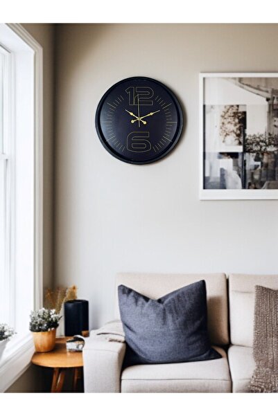 TakÇalıştır ساعة حائط مزخرفة باللون الأسود مقاس 36 سم