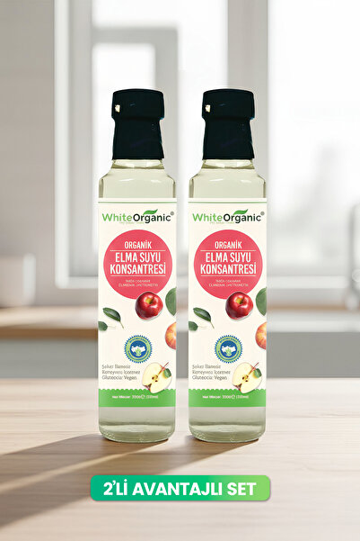 White Organic عصير تفاح عضوي مركز 330 جرام، مجموعة من 2، خالي من الغلوتين، نب...