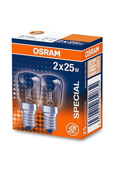 Osram 2 Incandescent Bulbs for Oven T26, E14, 25W, 160lm