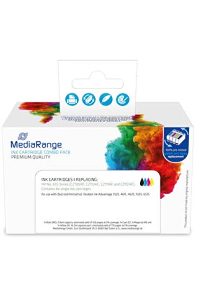 MediaRange Комплект тонер касети за принтер 4, MediaRange, за HP655, многоцветни