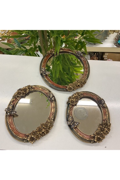 goldhomedesign Dekoratif 3’Lü Duvar Ayna