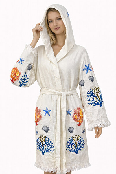 EMİLLİE 100% Cotton Muslin Bathrobe Coral – Breathable, Ultra Light, Quick-Dr...