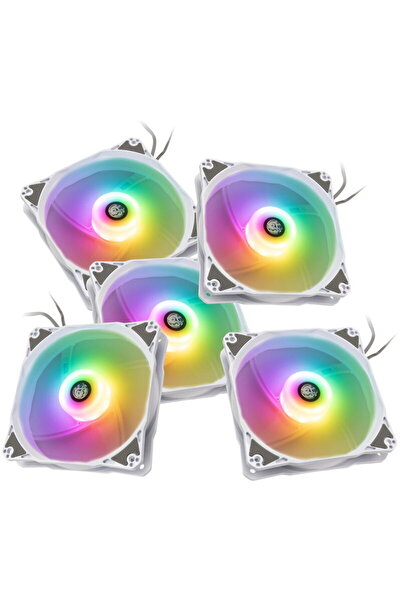 Bitspower Ventilator Notos RGB PWM, 120 mm - Alb, pachet de 5