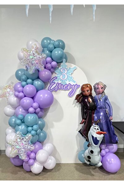 Çemrek Süs Parti Glass Blue Lilac White Balloon Chain Set of 100 Suitable for...