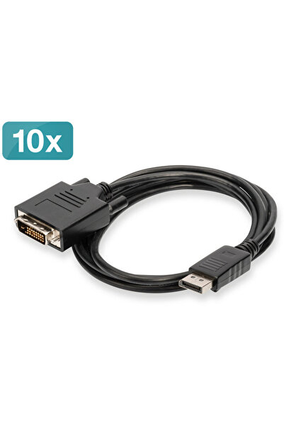 Assmann Set 10 x Cablu adaptor DisplayPort la DVI-D, 2m, Negru