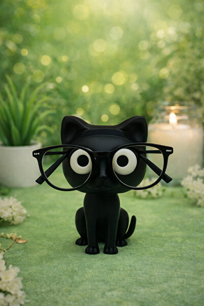 The Plasti Cute Black Cat Glasses Stand Decorative Glasses Holder Desktop Gla...