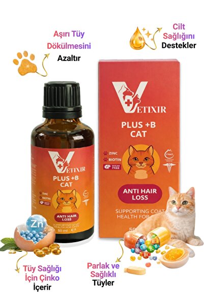 VETIXIR Plus B Kedi İçin Tüy Dökülme Engelleyici Deri Sağlığı Damlası Tüy Dök...