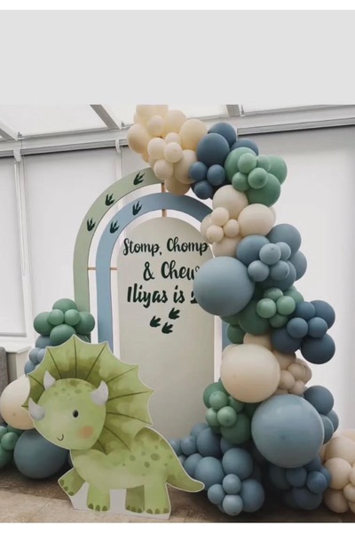 Çemrek Süs Parti Retro Denim Storm Beige Winter Green Balloon Chain Set of 100