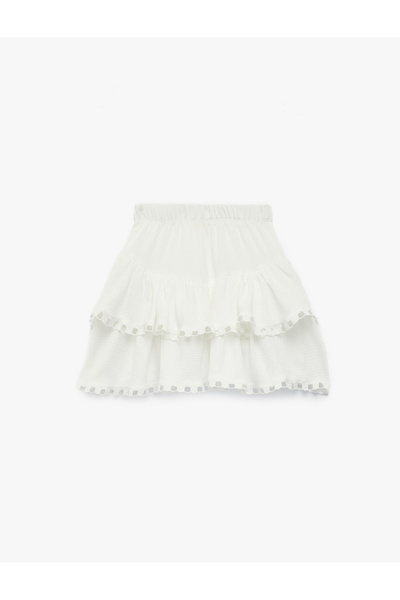 Koton Fustă mini cu detaliu din dantelă, croială confortabilă și talie elastică