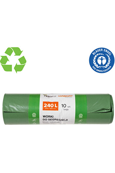 Resaco Рециклирани пластмасови торбички, стандартни, 240 л, 87x140 см, 27 мик...