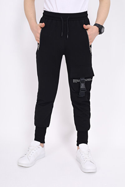 Toontoy Boys' Basic Jogger Sweatpants with Ribbed Waistband, Zipper Pockets -...