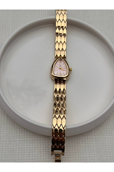Betüştakıevi Gold Women's Wristwatch – Drop Case & Dusty Pink Dial