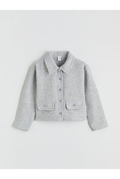LC Waikiki Shirt Collar Girls' Tweed Jacket
