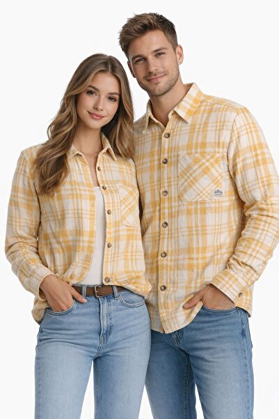 DağdevirenTekstil Yellow White Unusex Lumberjack Shirt