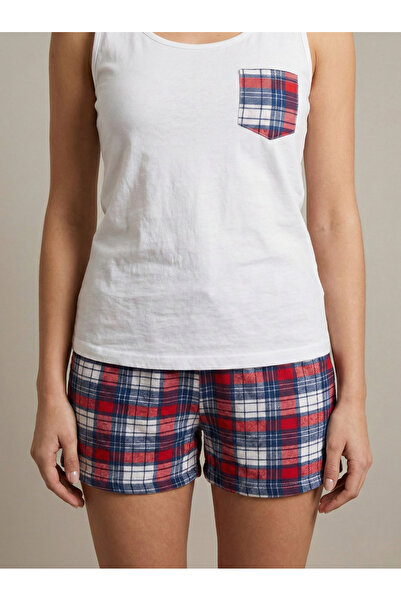 NEW JOURNAL Γυναικείο Σετ Πιτζάμες Λευκό-Πολύχρωμο με Τιράντες NJ92