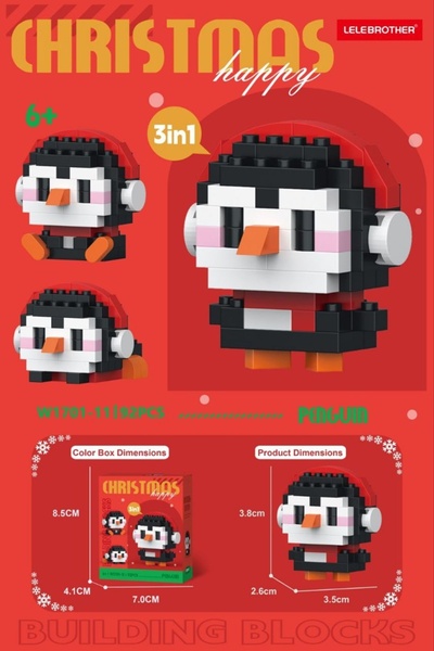 senacacollection Christmas Penguin Building Toy with Headphones That Can Buil...