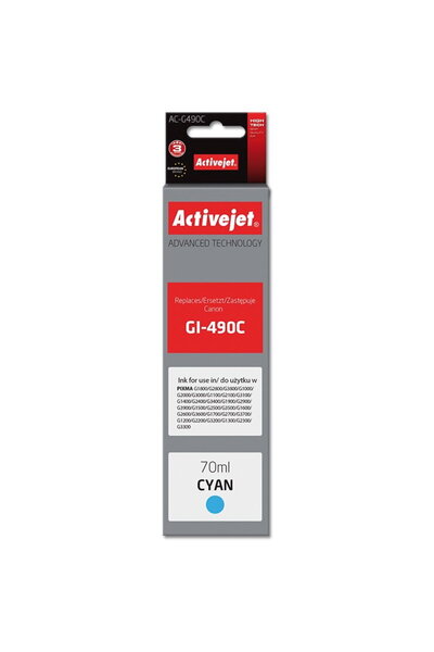 ActiveJet Тонер касета AC-G490C за Canon GI-490C, 70 мл, циан