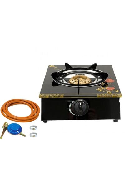 OEM Glass Stove with 1 Burner, Quartz Ignition + Adjustable GPL Kit + 2M Flex...