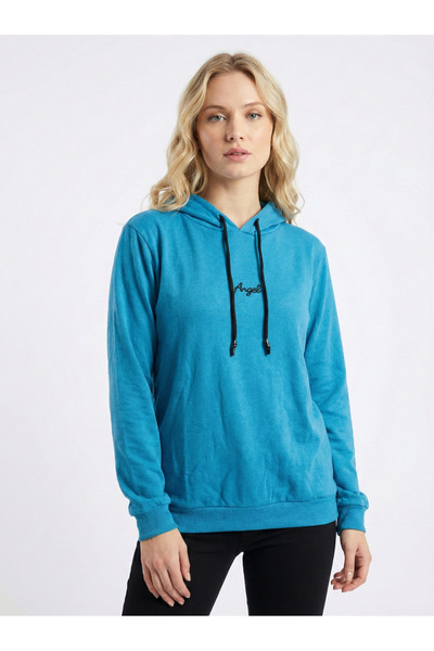 NEW JOURNAL Women's Blue Two-Thread Hooded Angel Sweatshirt Nj90
