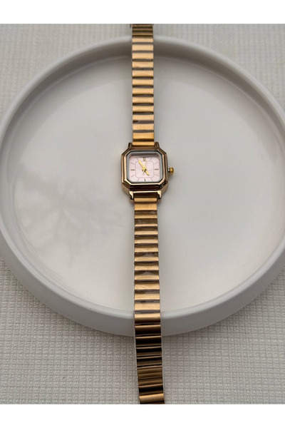 Betüştakıevi Gold Women's Wristwatch – Square Case & Pink Dial