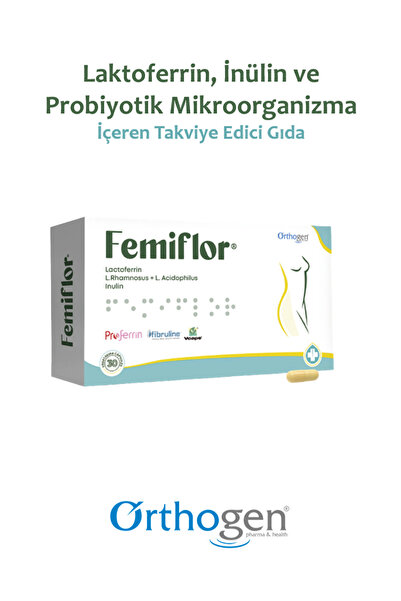 Orthogen Femiflor 30 Kapsül | Laktoferrin, İnülin ve Probiyotik İçeren Takviy...