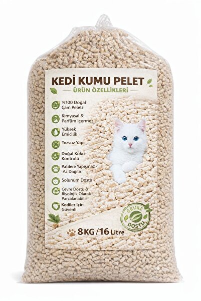 Pak Odun Kömür Pelet Pelet Kedi Kumu A Plus Premium Topaklanmayan Tozsuz 16 LT 8