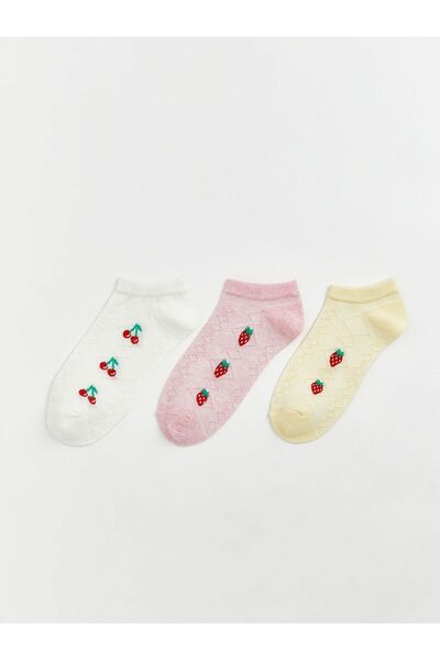 LC Waikiki Fruit Patterned Girls' Booties Socks 3-Piece Set