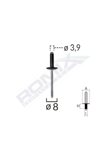 ROMİX Nituri universale negre Pop 3,9 mm Set de 10