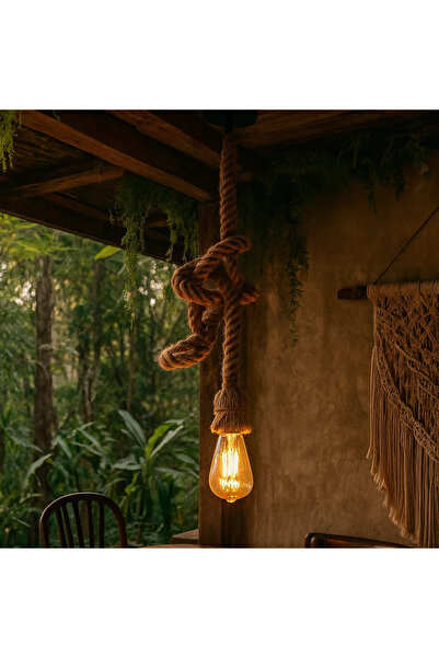HAMER Rustic rope chandelier "Forest Sunset" - Bohemian industrial design , S...
