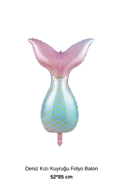 Bunloon Deniz Kızı Kuyruğu Folyo Balon 52×85 cm Deniz Temalı Doğum Günü Süsü