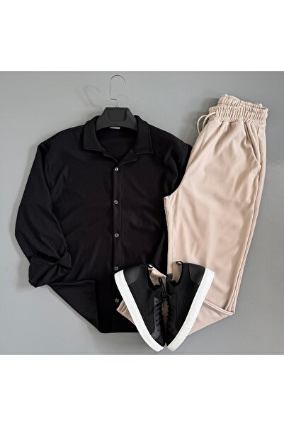 WENMİNG Men's Corduroy Suit Pants Shirt Bottom Top Combination