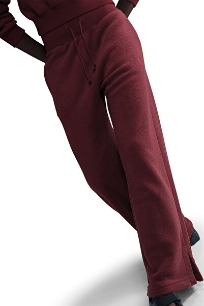 Nike Phoenix Plush HR Pant Wide Polarlı Yüksek Belli Bordo Kadın Eşofman Altı