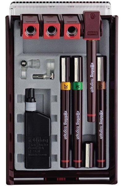 Rotring Isograph Roting Pen Set of 4 with Accessories