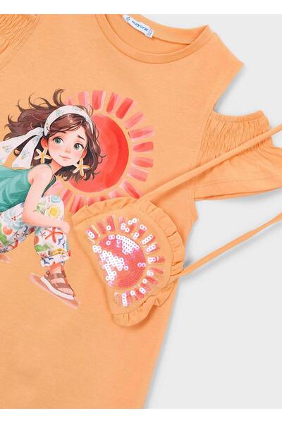 MAYORAL Girl's Combed Cotton Dress and Bag Orange