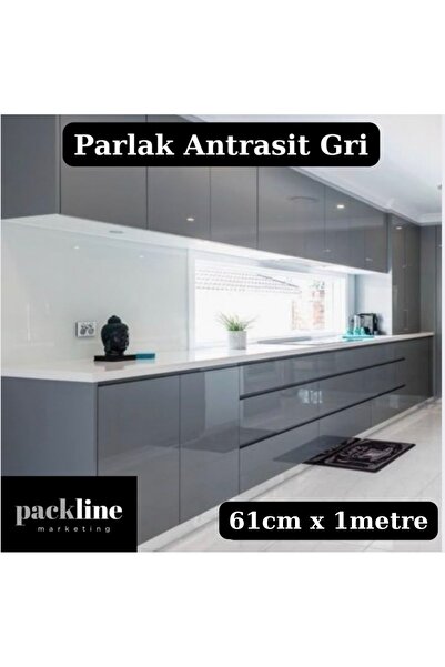 Packline Marketing Sjajna antracit siva lepljiva folija za oblaganje kuhinjsk...