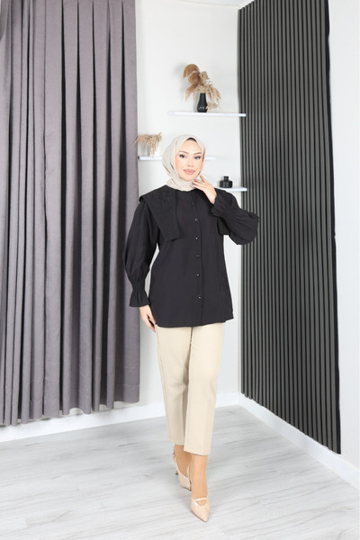 Nergis Neva Butik New Season Tunic with Collar and Embroidery Detail