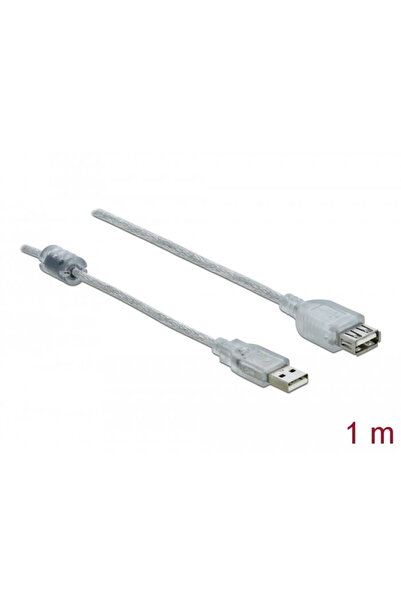 DELOCK Cablu prelungitor USB 2.0 Tip-A Masculă la Tip-A Mamă 1m Transparent