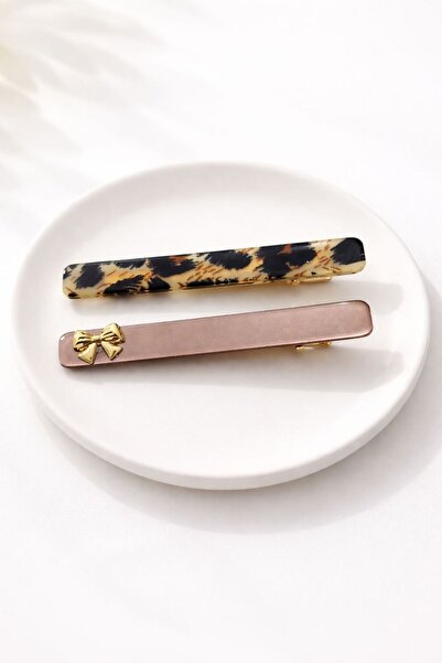 LİNACO Leopar Desenli Wavy Saç Toka Seti