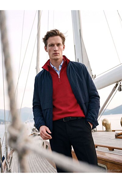 LC Waikiki Southblue Navy Blue Men's Jacket with Stand Collar