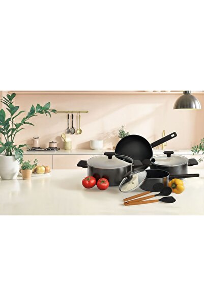 Sweet Home Premium 10-Pieces Non-Stick Cookware Set (Black)